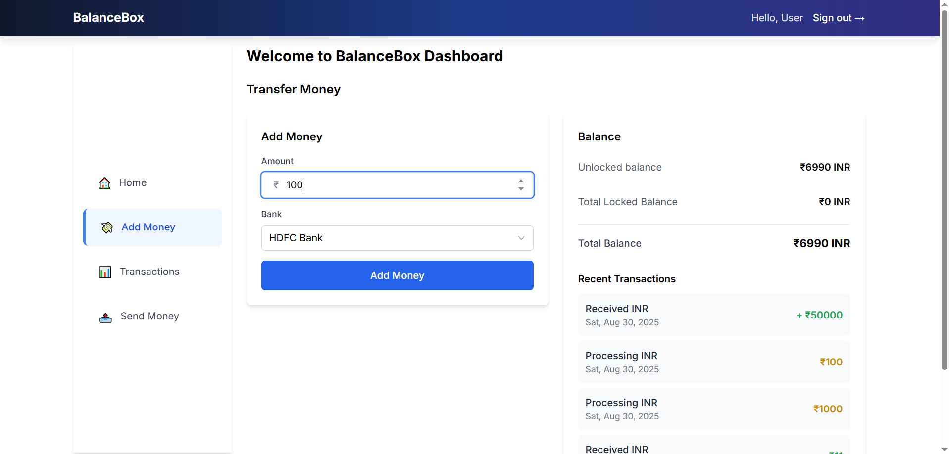 Add Money from Bank Accounts